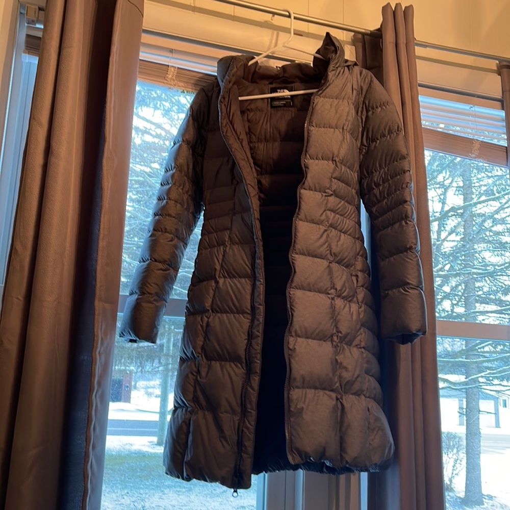 Dark Grey The Northface long puffer jacket - like new